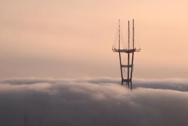 sutro tower covered by clouds