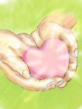 hands holding heart. illustration. Book Cover.