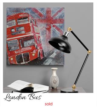 acrylic painting, london bus, painting of a bus