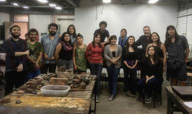 Class of students at workshop being taught by metalsmith Kevin O'Dwyer