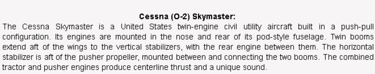 wiki background for 4D model of Cessna O-2 Skymaster