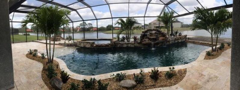 new home construction with pool