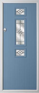 3 square strip rebate composite door in duck egg blue