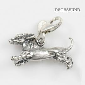 Dachshund Dog Charm 3-d Solid Sterling Silver