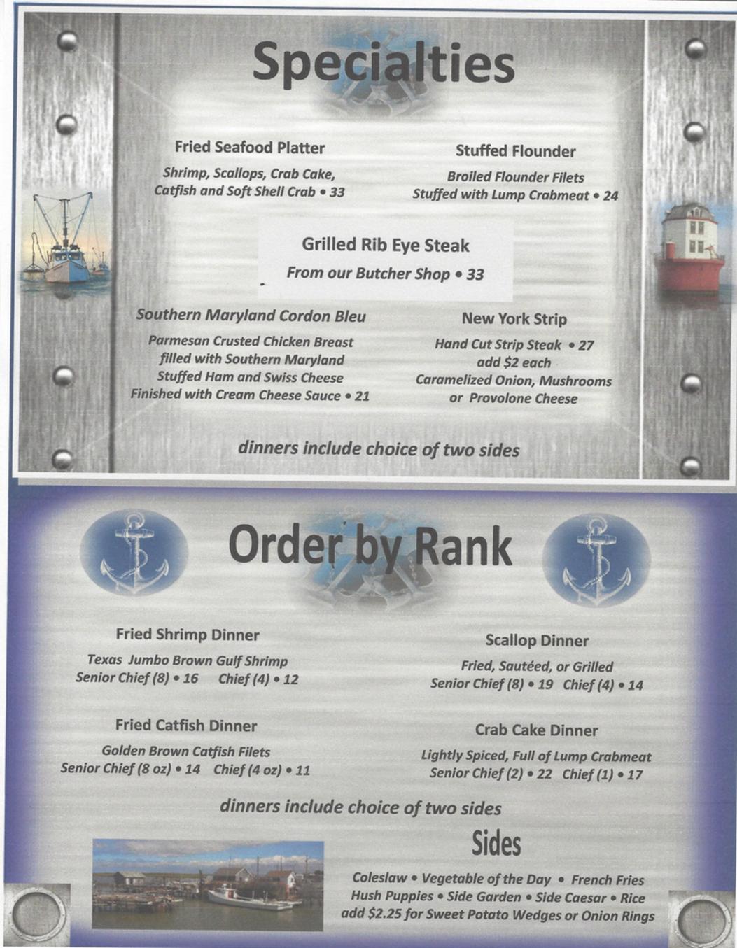 Chief's Menu