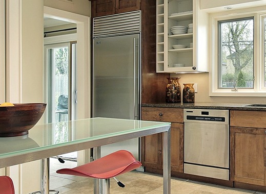 Photo of custom glass top and insulated glass in kitchen