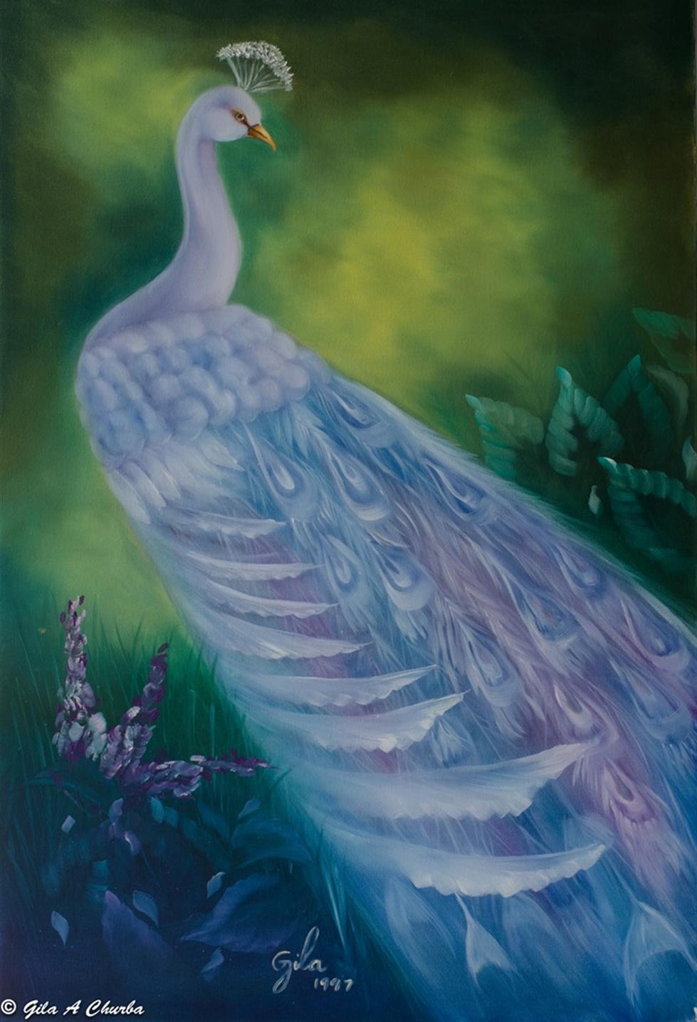 white peacock paintings