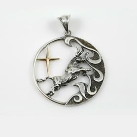 Zodiac Signs Horoscope Sterling Silver Pendants Charms w/Golden Star