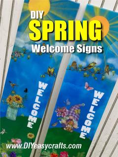 DIY Spring Porch Welcome Signs | Easy Spray Paint Art Technique & Window Decal Magic