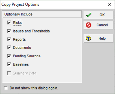 Primavera P6 allows you to copy project options