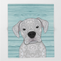 cute white boxer throw blanket