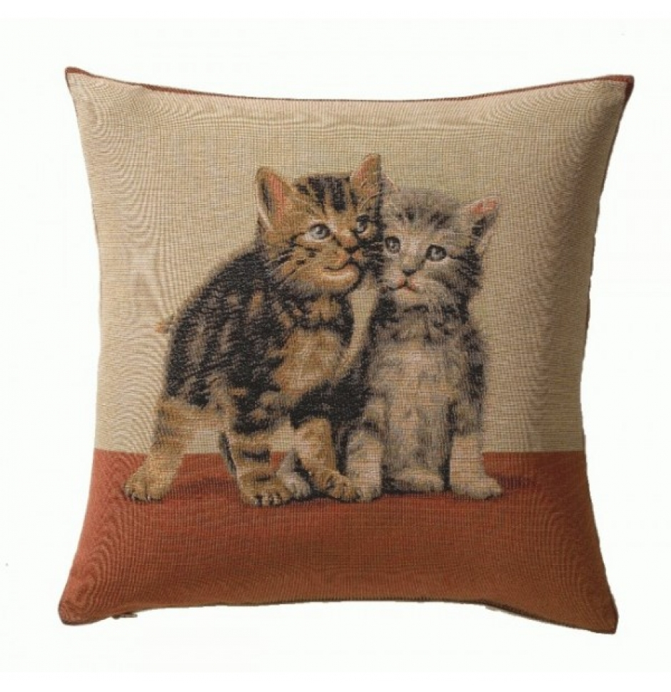 Evans Lichfield cat kitten Kittens on Bench Woven Belgian Tapestry Cushion 