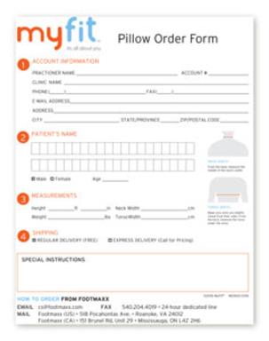 MyFit Pillow Order form