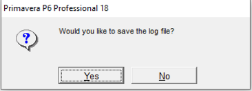 Save the Primavera P6 log file