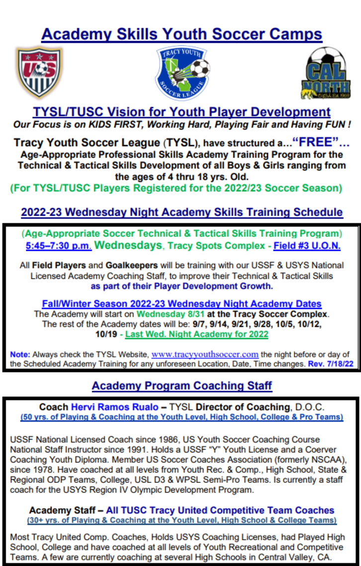 Tracy Youth Soccer League in Tracy, Ca