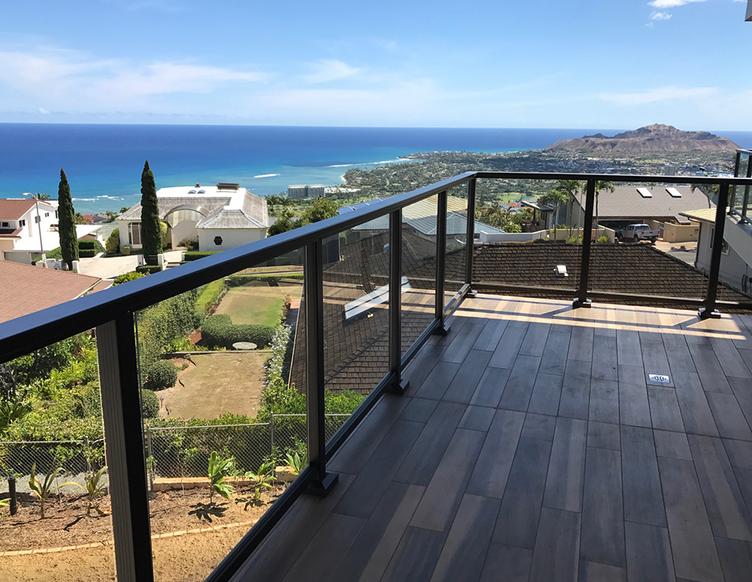 glass railing Hawaii, glass railing Honolulu, glass railing for deck Hawaii, Aluminum Glass Railing, Glass Rail System