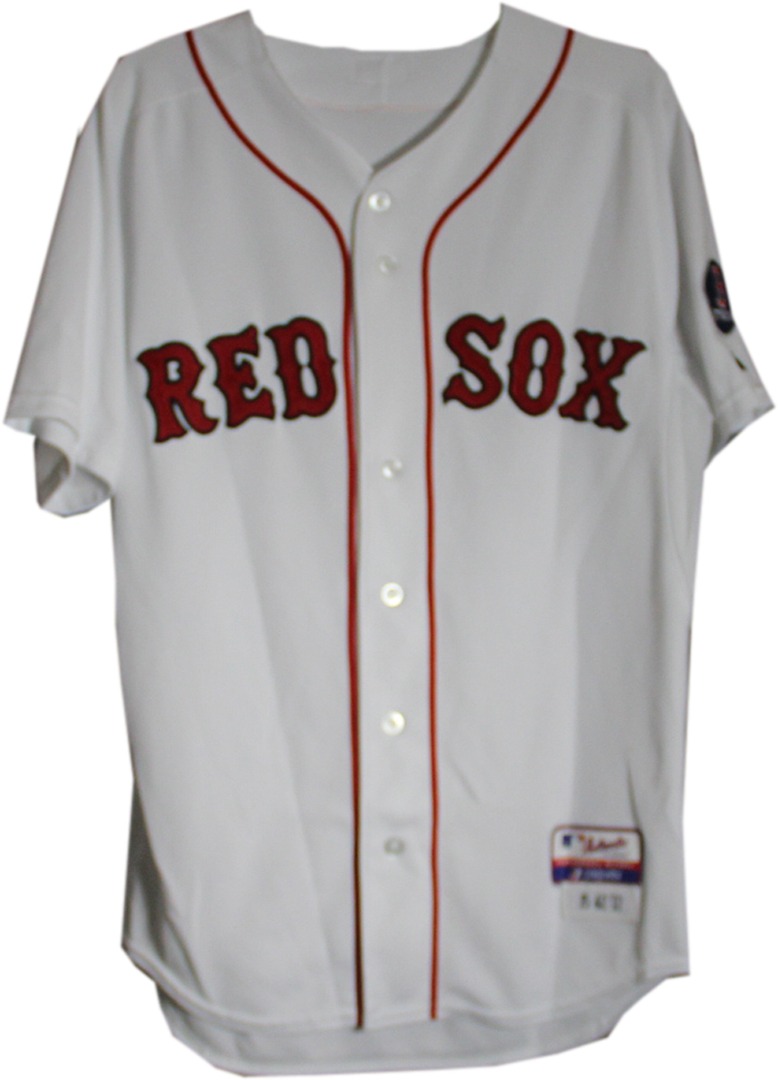 Red Sox Authentics: Dustin Pedroia Team-Issued 2013 World Series Road Jersey