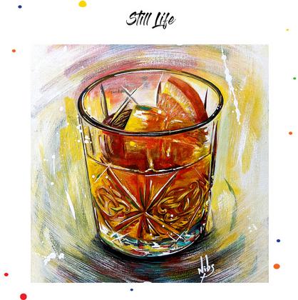 Old Fashioned Whiskey cocktail painting