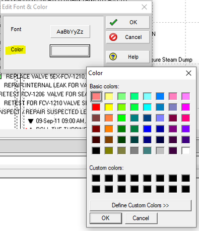 Click on color button in Edit Font & Color option in Primavera P6