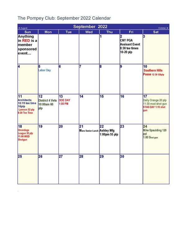 The Pompey Club Monthly Events