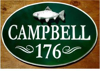 Oval carved sign, from customer in MA