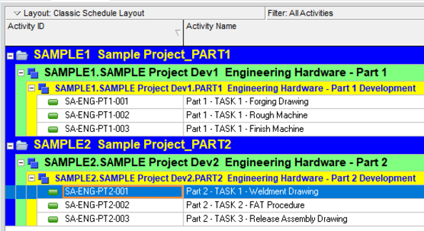Open two Primavera P6 projects and schedule them