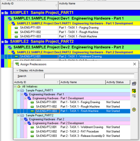 Assign predecessors in Primavera P6