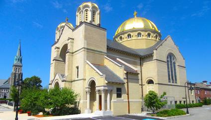 Holy Trinity Church with iconic golden dome design addition for elevator and accessibility