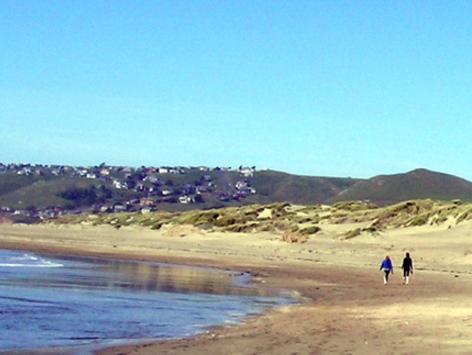 Ladies walking on beach