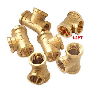 6pcs 1/2 BSPP Female Thread 3 Way Equal Tee Coupling Brass Pipe Fitting Adapter