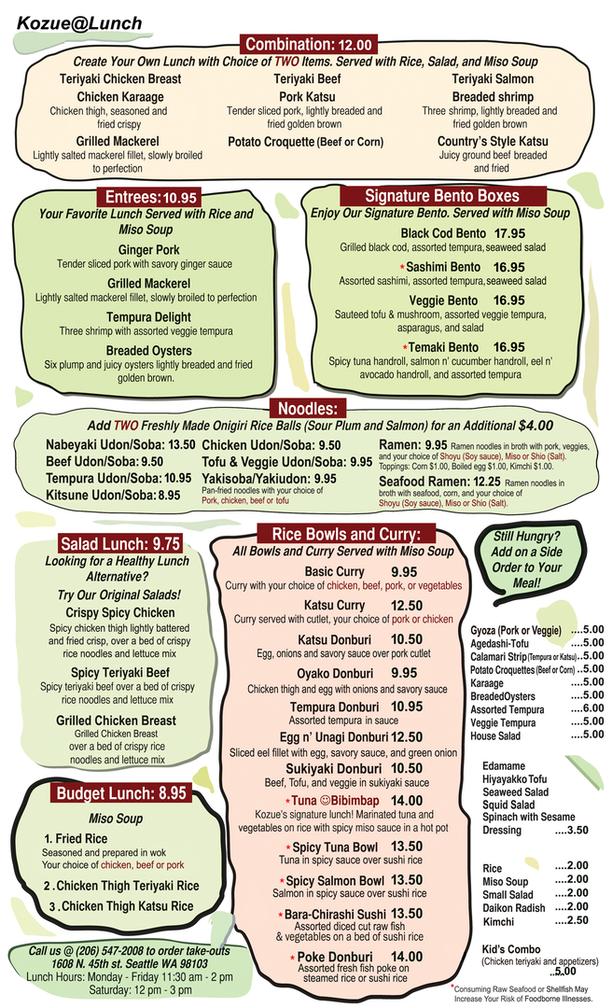 Kozue Menu