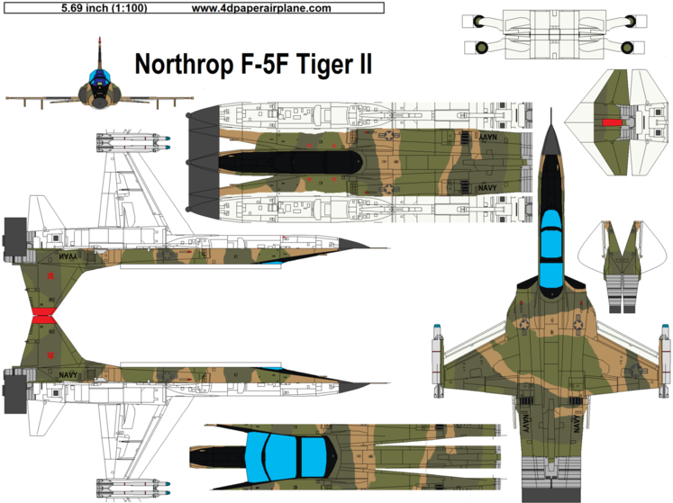 4D model template of Northrop F-5F Tiger II