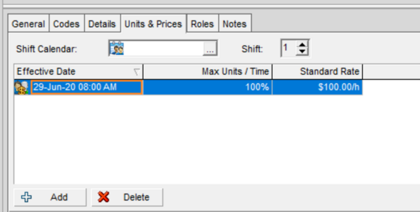 Units & Prices tab in Primavera P6 resource