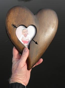 Wooden Heart Shape Photo Picture Frame Wood Carving Valentine Day