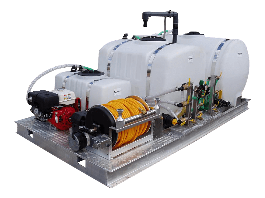 200/100 Gallon Skid with Dual 10 gpm Diaphragm Pumps & 5.5 HP