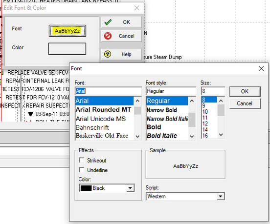 Edit font and color dialog box to change in Primavera P6