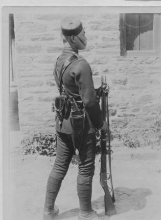 Gurkha of 1907 wearing his kukri - the Gurkha knife has changed little since then