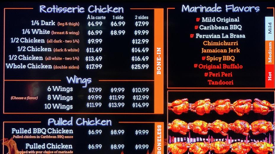 Chicken menu clearance items