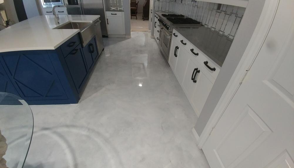 white marble concrete stained floor