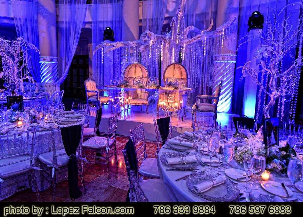 Winter wonderland quinceanera Parties quince stage decoration Photography Video