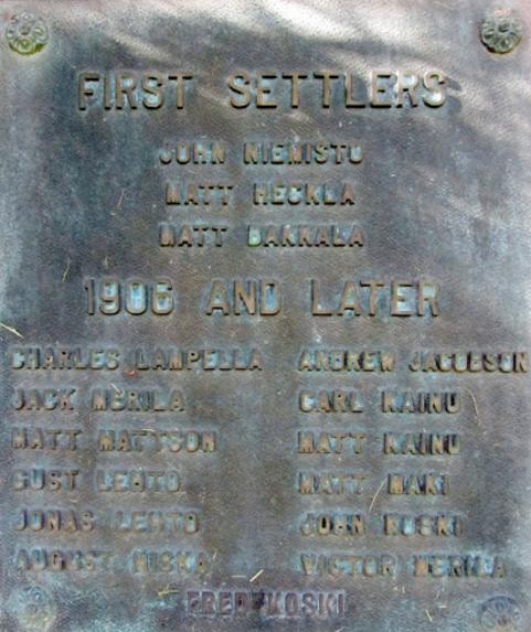 First Settlers plaque