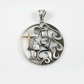 Zodiac Signs Horoscope Sterling Silver Pendants Charms w/Golden Star