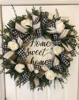 Spring Farm House Wreath Peony Ribbon