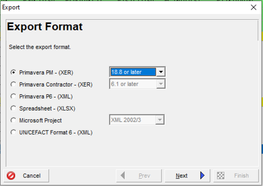 Export Primavera P6 schedule without cost