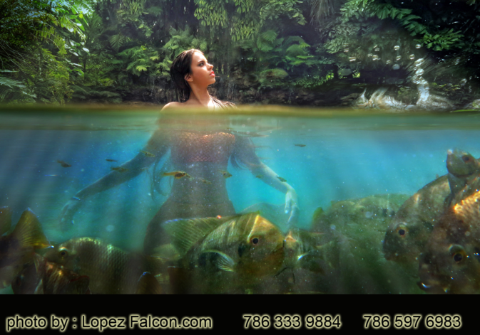 Quinces Mermaid Miami photo shoot video photography secret gardens Quinceanera mermaid USA