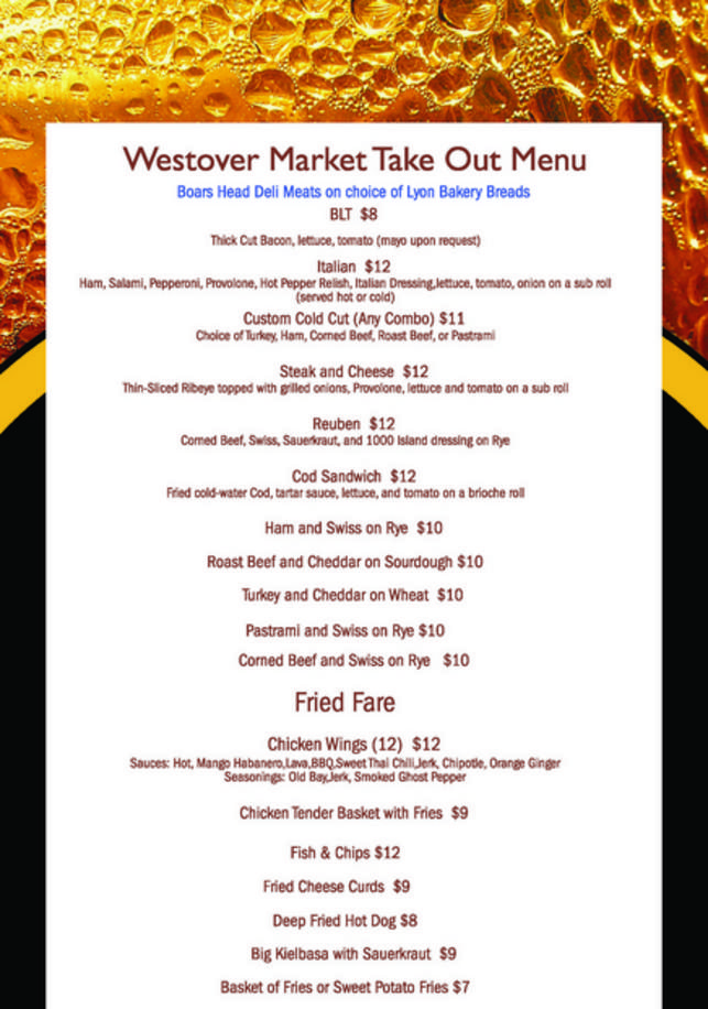 Westover Market & Beer Garden Menu