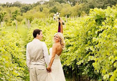 Wedding Day walk down the Vineyard Aisle at Villa Bellezza in Lake Pepin WI