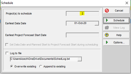 You can schedule two projects simultaneously in Primavera P6