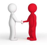 A Red and a White Person Figure shaking hands