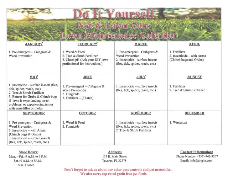 Lawn Care Schedule - Do It Yourself Pest & Lawn Care - Tavares, Fl